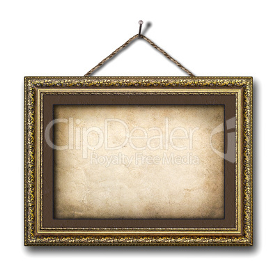 vintage picture frame on the white isolated background