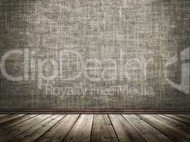 cloth wall and wooden floor in a grunge style