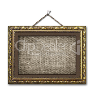 vintage picture frame on the white isolated background