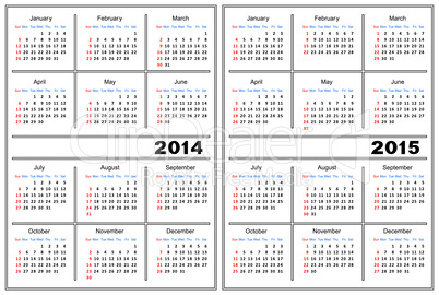 Calendar template. 2014,2015
