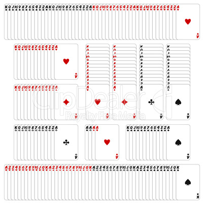 Rows of playing cards