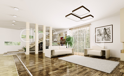 interior of modern living room 3d render