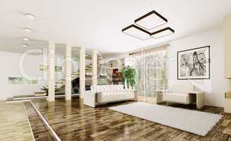 interior of modern living room 3d render