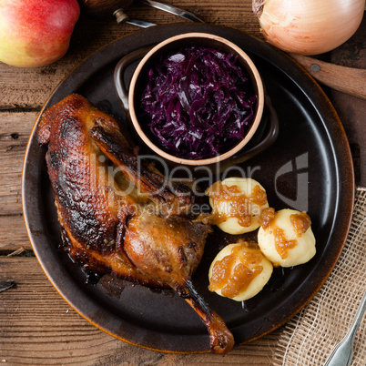 duck with dumplings and pickled plum