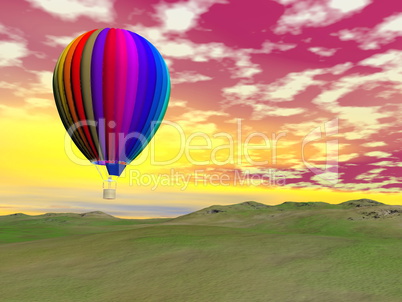 Colorful hot air balloon - 3D render