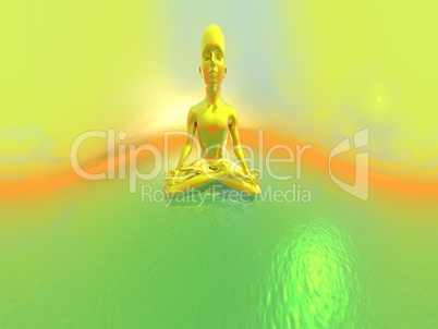gold meditation - 3d render