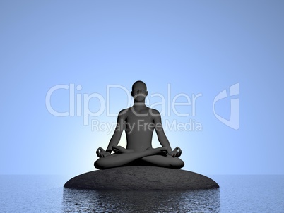 Blue meditation - 3D render