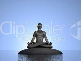 Blue meditation - 3D render