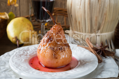 Pears in red wine