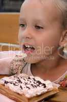 small girls in waffle food