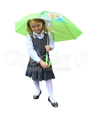 little girl plays with umbrella