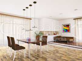 interior of modern living room 3d render