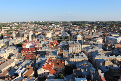 view to the house-tops in lvov city