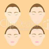 Woman face wrinkle problems on orange background