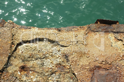 reinforced concrete pier over water