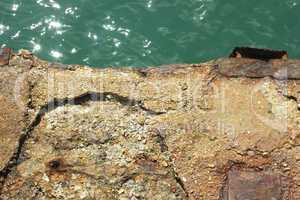 reinforced concrete pier over water