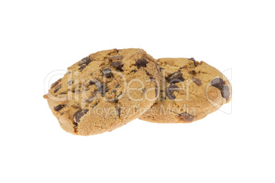 two chocolate chips cookies isolated