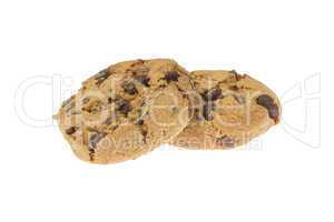 two chocolate chips cookies isolated