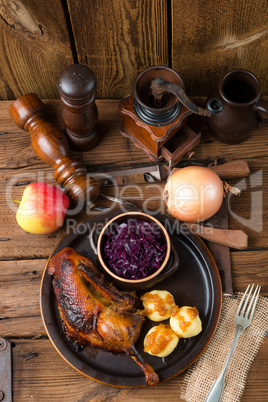 duck with dumplings and pickled plum