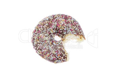 donut with chocolate glaze and bite isolated