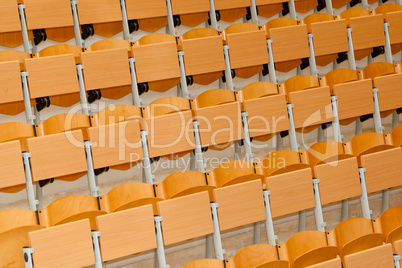 Empty classroom with wood chairs