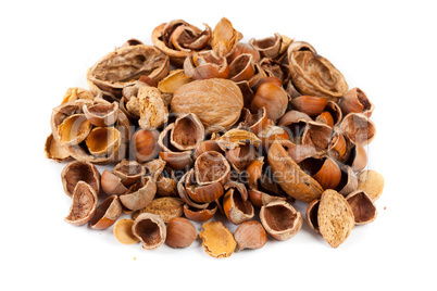 empty shells of walnuts hazelnuts almonds