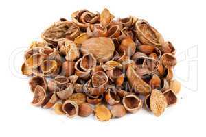 empty shells of walnuts hazelnuts almonds
