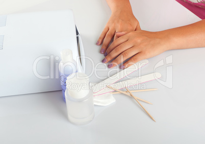 uv lamp for nails with equipment
