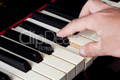 piano keyboard made of ivory with hands