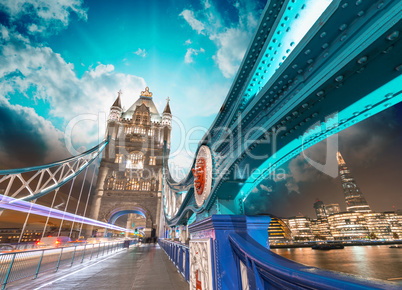 London. Magnificence of Tower Bridge with its beautiful night co