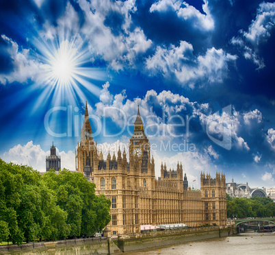 Houses of Parliament in London, UK. Beautiful view from Lambeth