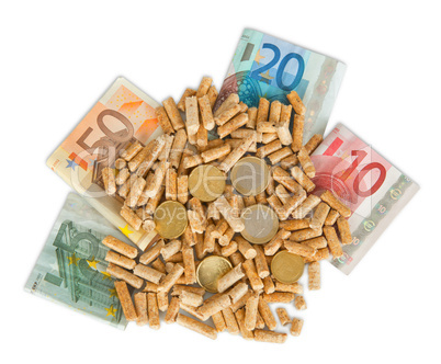 Wood pellets with money