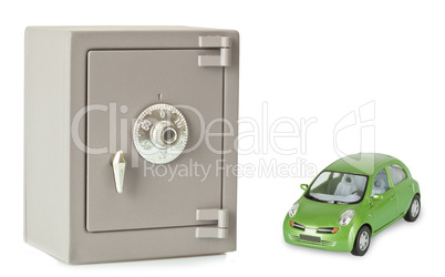 Metal safe on a white background
