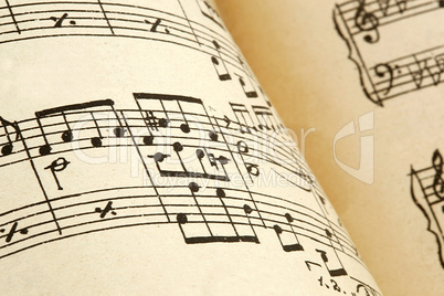 old paper with vintage sheet music
