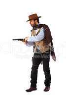 gunman in the old wild west on white background