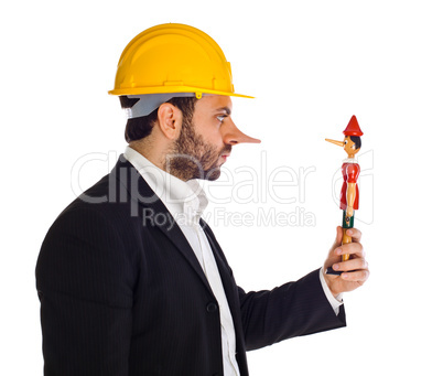 businessman with pinocchio