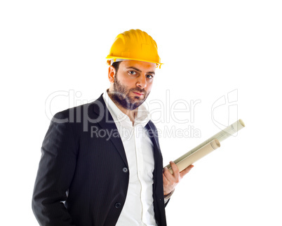 businessman with construction helmet