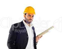 businessman with construction helmet