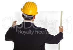 Businessman with construction helmet