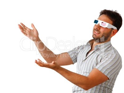 man wearing 3d glasses