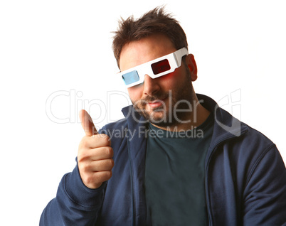 Man Wearing 3d Glasses