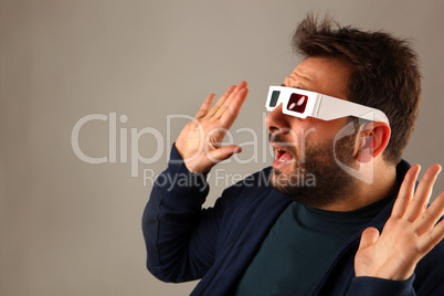 Man Wearing 3d Glasses