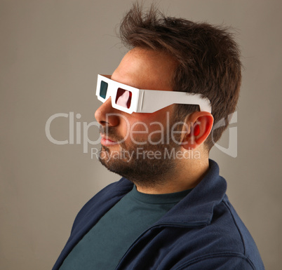 Man Wearing 3d Glasses