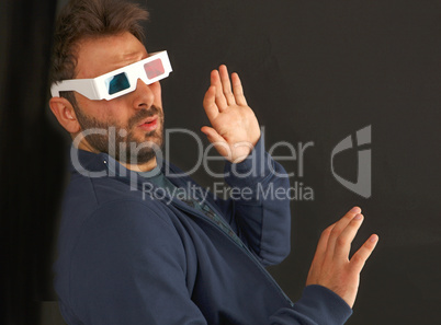 Man Wearing 3d Glasses