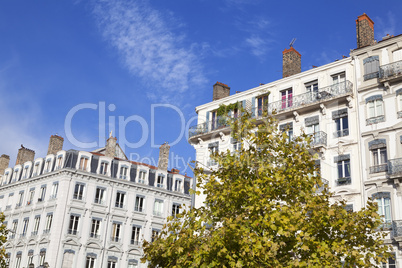 Fassade traditioneller Wohngebäude in Lyon,Frankreich