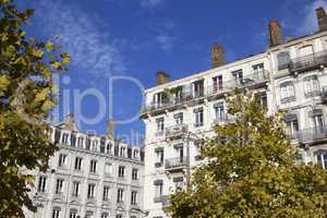 Fassade traditioneller Wohngebäude in Lyon,Frankreich