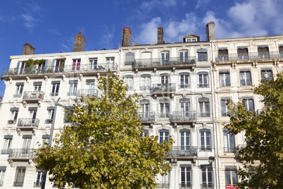 Fassade traditioneller Wohngebäude in Lyon,Frankreich