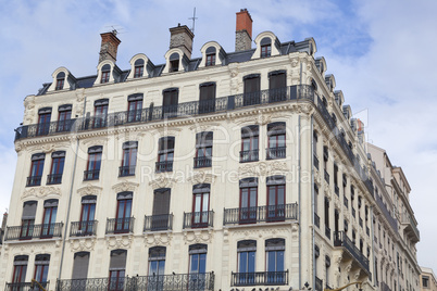 Fassade traditioneller Wohngebäude in Lyon,Frankreich