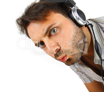 Young man listening to music