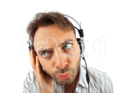 Young man listening to music